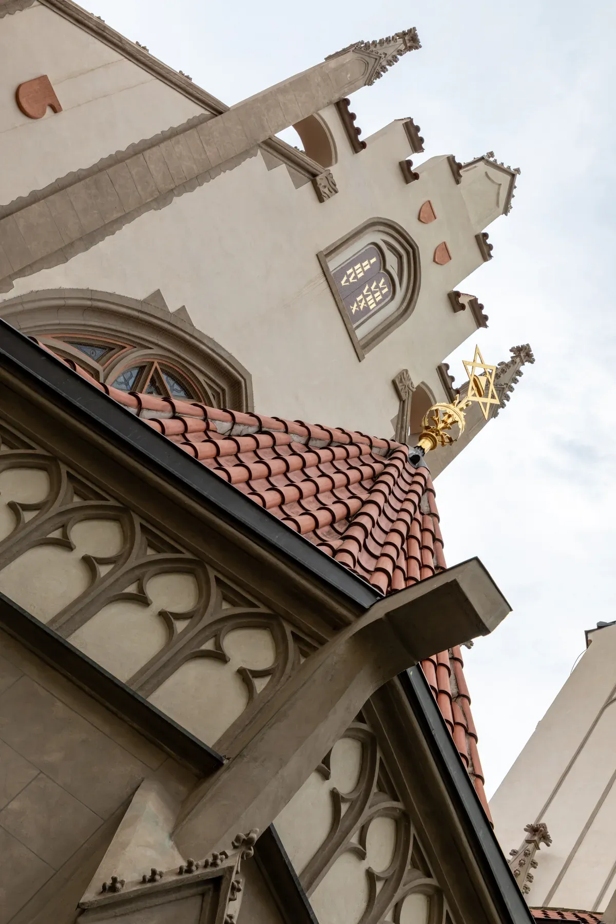 Gable of the Maisel Synagogue, a stop on a Prague Jewish Quarter tour with tickets